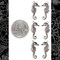 Gunmetal Finish Brass Small Flat Sea Horse Charms- Set of Six - G-C156